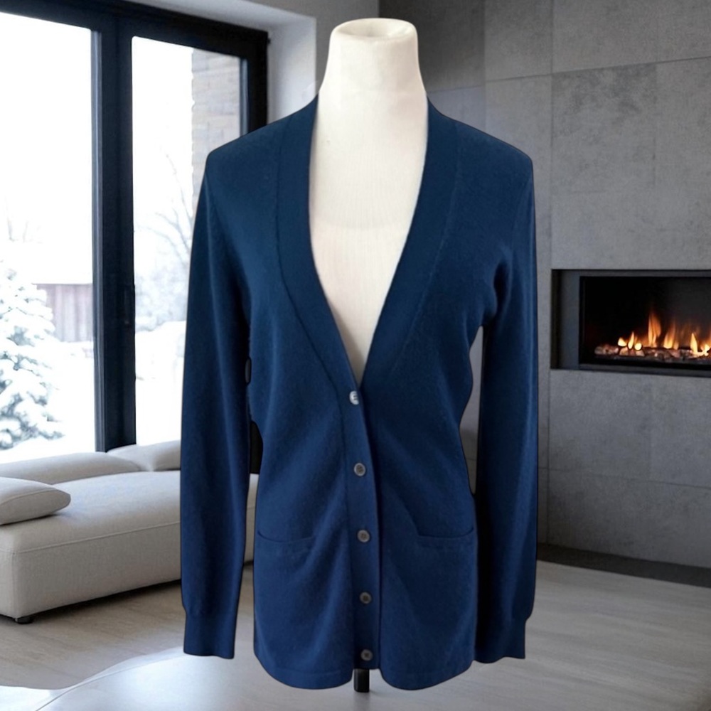 Mc Duff Essentials 100% Cashmere Boyfriend Button Down Cardigan